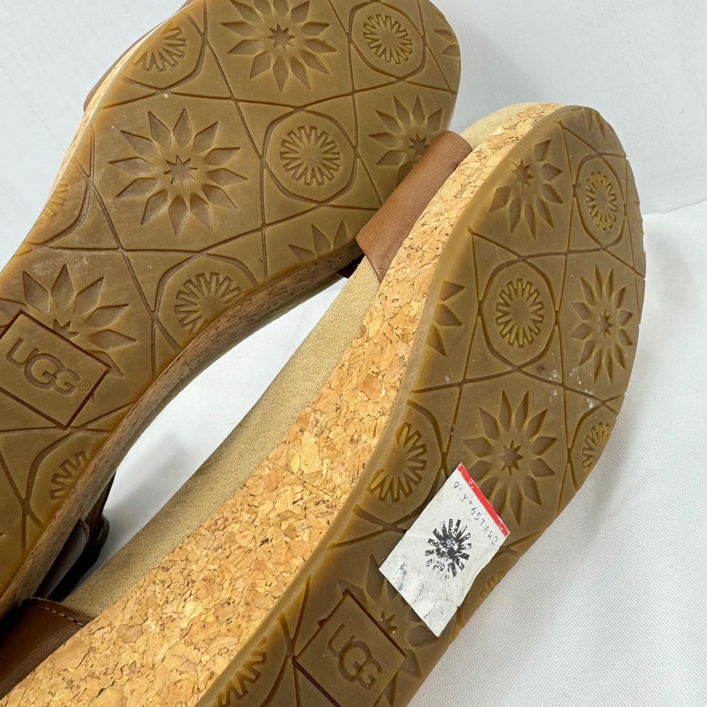 UGG Women Brown Leather Cork Wedge Ankle Strap Sandals 1102674 Size 9.5 - Picture 12 of 14